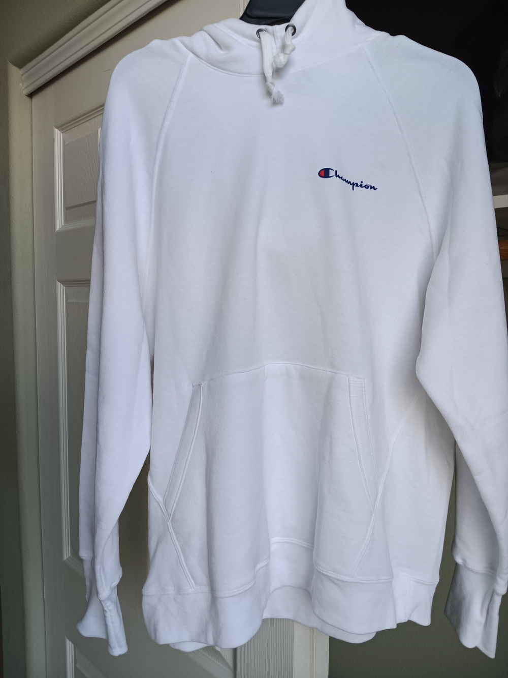 Champion White Crewneck Sweatshirt with Small Script Logo